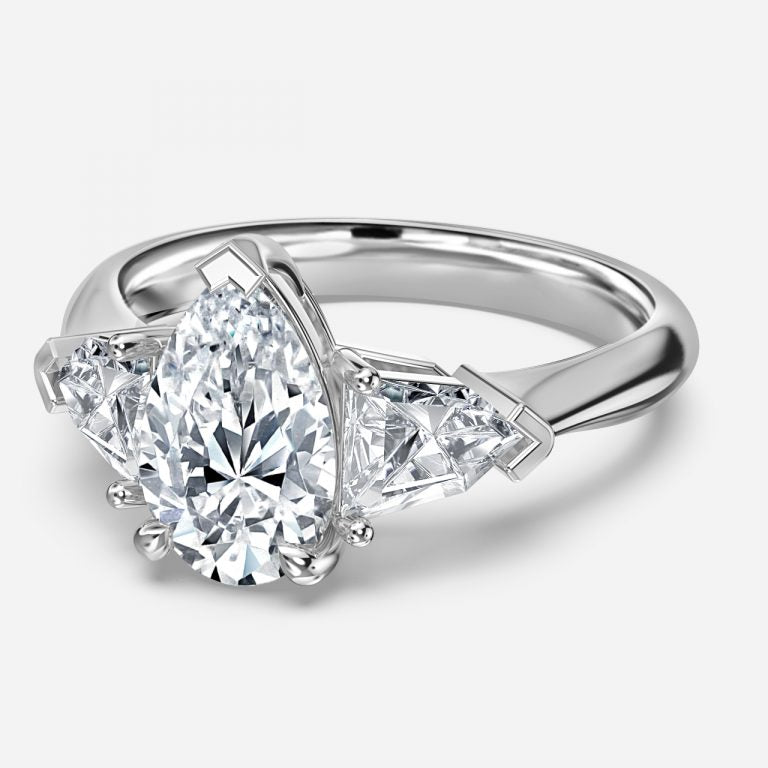 Delaila Pear Three Stone Lab Grown Diamond Engagement Ring