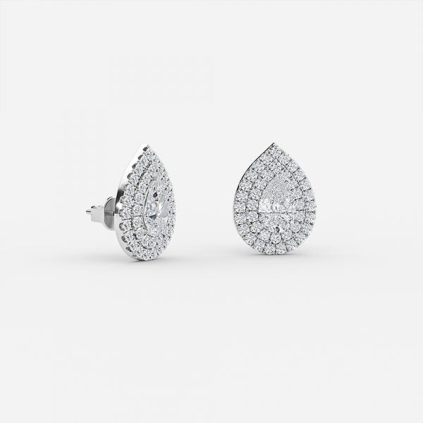 Pear Lab Grown Diamond Double Halo Earring