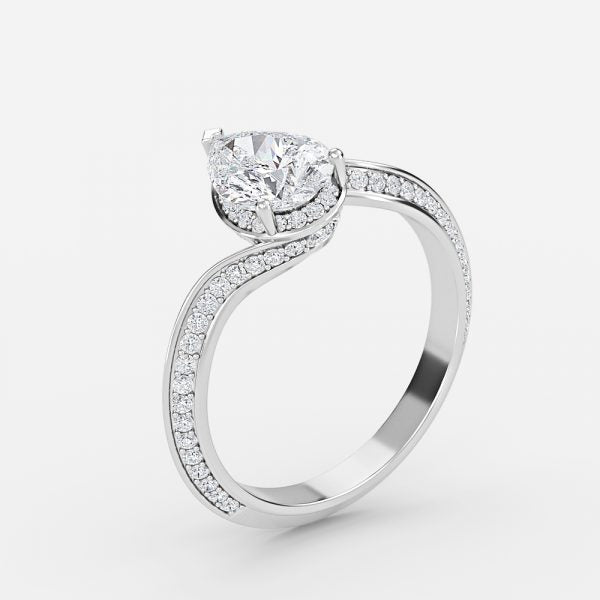 Aria Pear Hidden Halo Lab Grown Diamond Engagement Ring