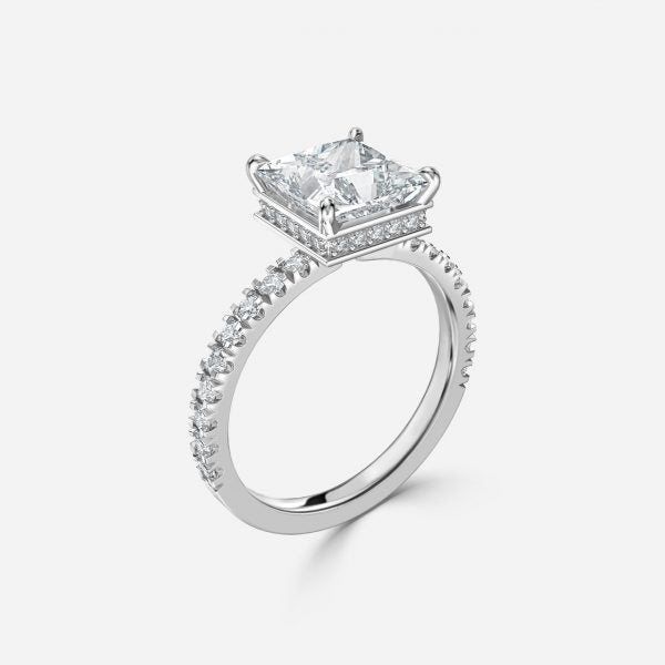 Nhẫn đính hôn kim cương nhân tạo Kenzo Princess Hidden Halo