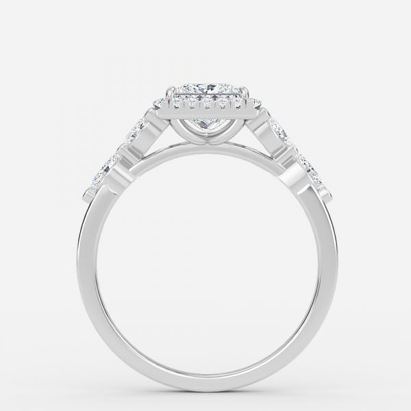 Nhẫn đính hôn kim cương nhân tạo Francis Princess Halo