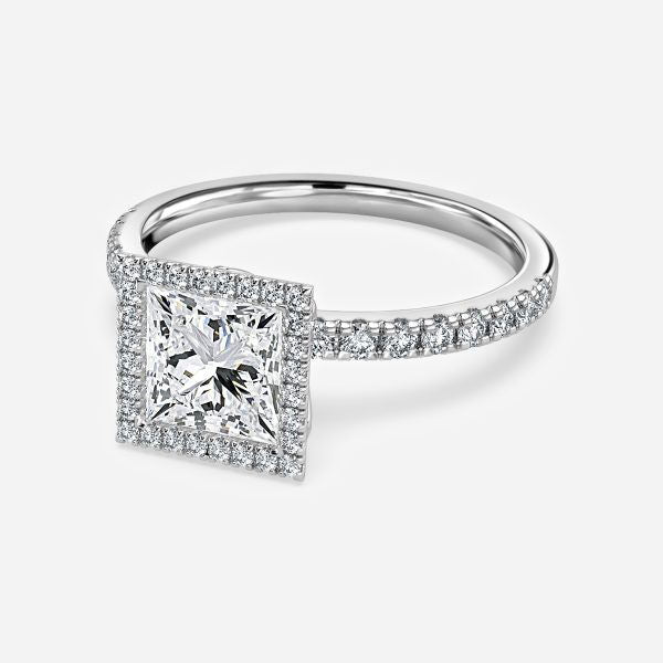 Nhẫn đính hôn kim cương nhân tạo Nefta Princess Halo