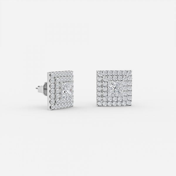 Princess Lab Grown Diamond Double Halo Earring