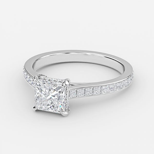 Mithrial Princess Hidden Halo Lab Grown Diamond Engagement Ring