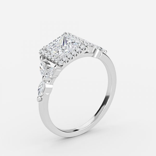 Nhẫn đính hôn kim cương nhân tạo Francis Princess Halo