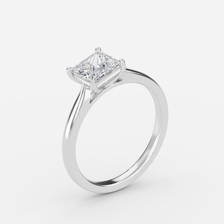 Lotus Plain Princess Solitaire Lab Grown Diamond Engagement Ring