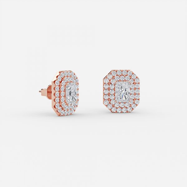 Radiant Lab Grown Diamond Double Halo Earring