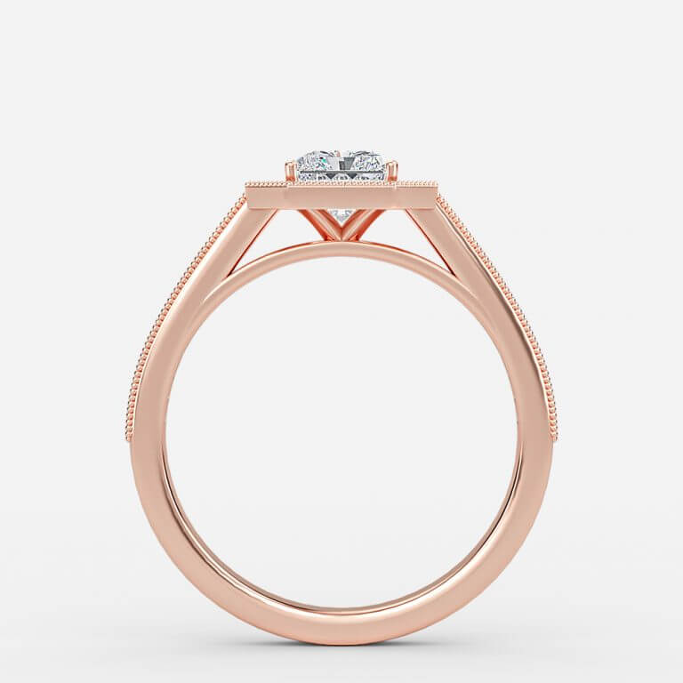 Elswin Radiant Halo Lab Grown Diamond Engagement Ring
