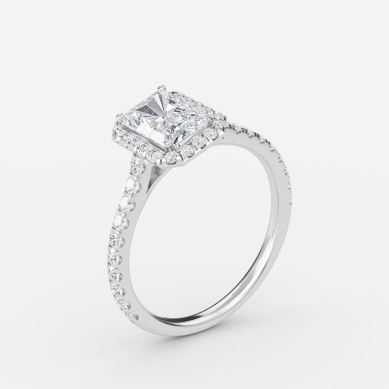 Henssy Radiant Halo Lab Grown Diamond Engagement Ring