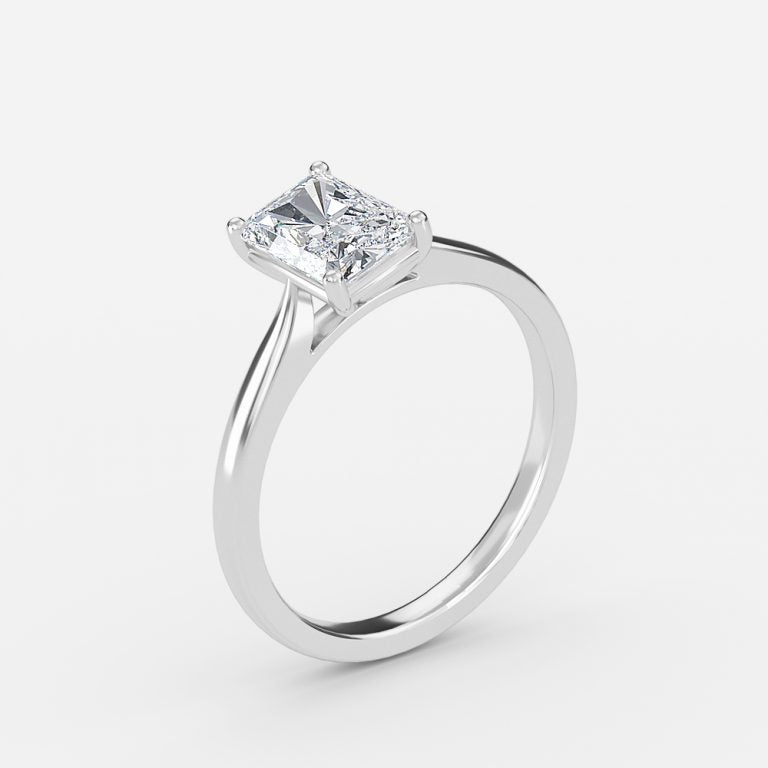 Lotus Plain Radiant Solitaire Lab Grown Diamond Engagement Ring