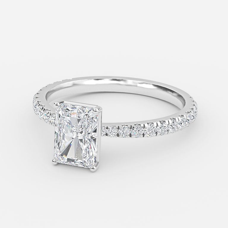 Crown Radiant Diamond Band Engagement Ring