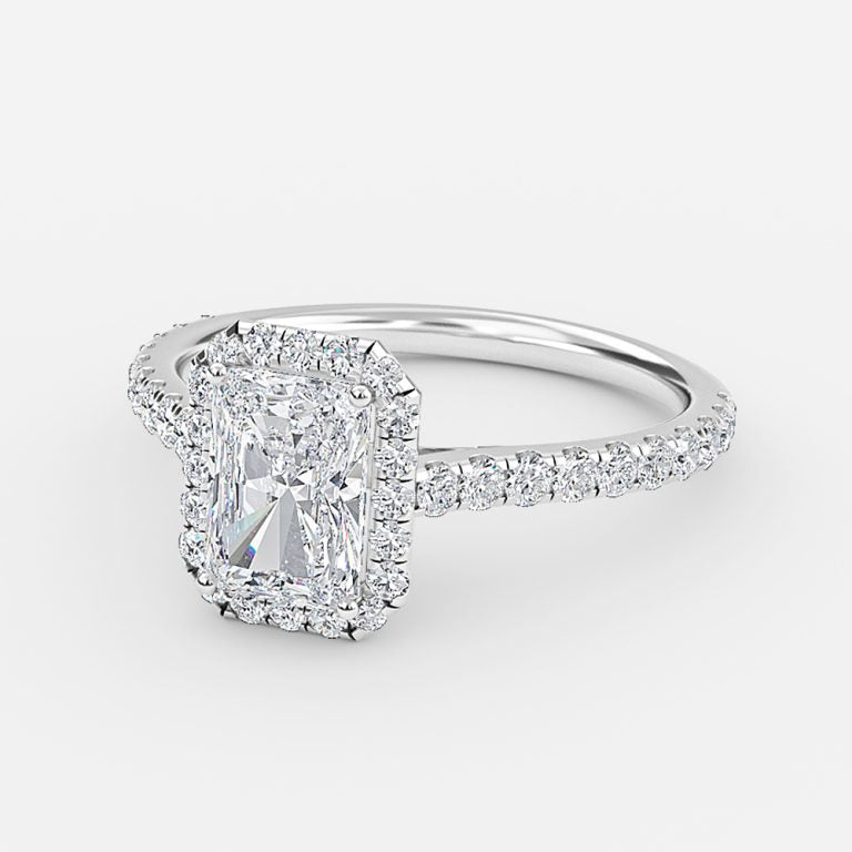 Henssy Radiant Halo Lab Grown Diamond Engagement Ring