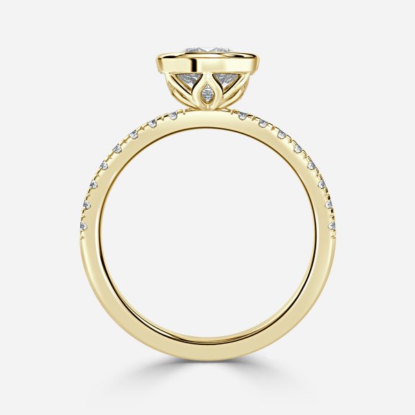 Hex Round Lab Grown Diamond Side Stone Engagement Ring