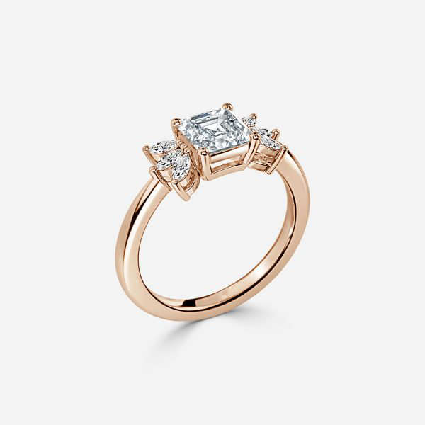 Eliana Asscher Three Stone Lab Grown Diamond Engagement Ring
