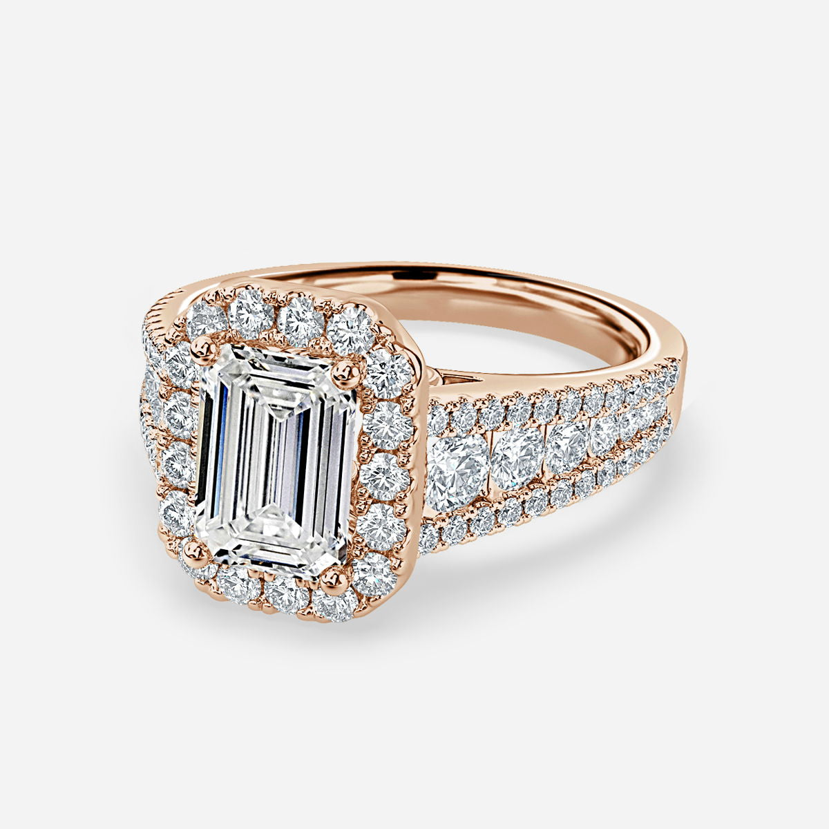 Nhẫn đính hôn kim cương nhân tạo Dalia Emerald Halo