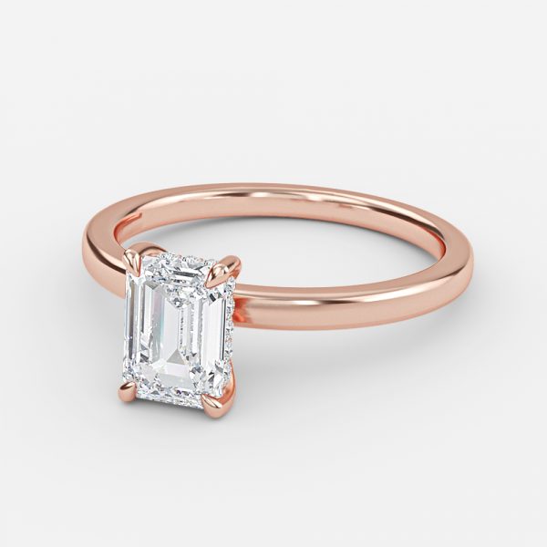 Essian Emerald Hidden Halo Lab Grown Diamond Engagement Ring