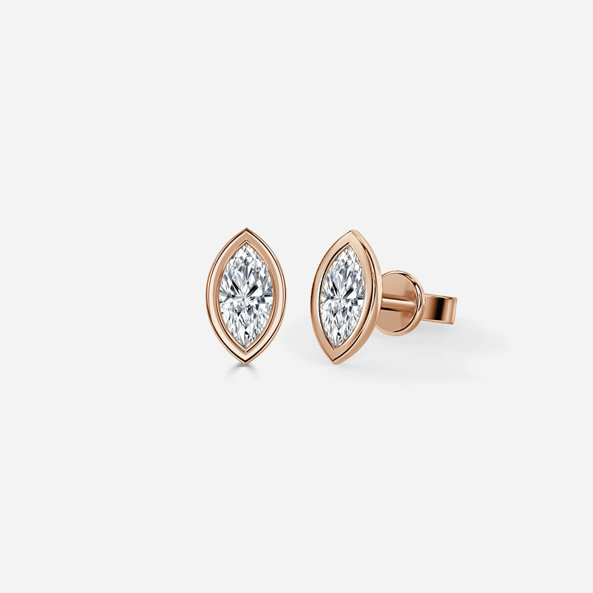 Bezel Set Marquise Diamond Stud Earrings