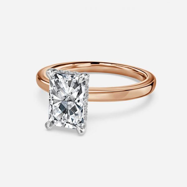 Vina Radiant Hidden Halo Lab Grown Diamond Engagement Ring