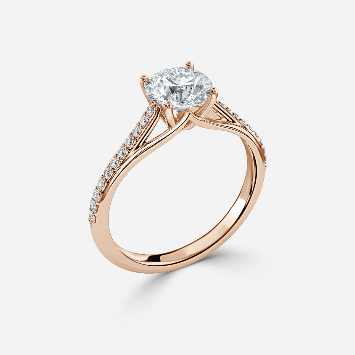 Heni Round Lab Grown Diamond Side Stone Engagement Ring