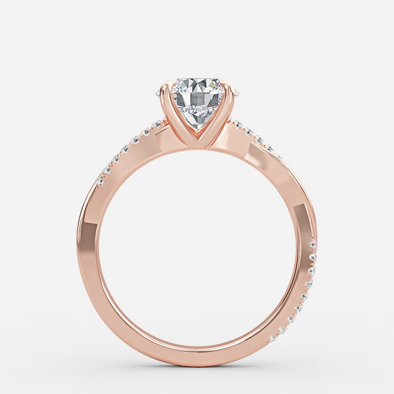 Nefereti Round Lab Grown Diamond Side Stone Engagement Ring