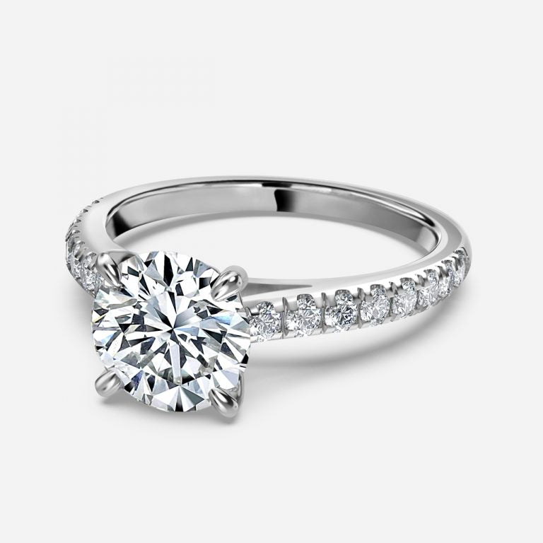 Angel Round Lab Grown Diamond Side Stone Engagement Ring