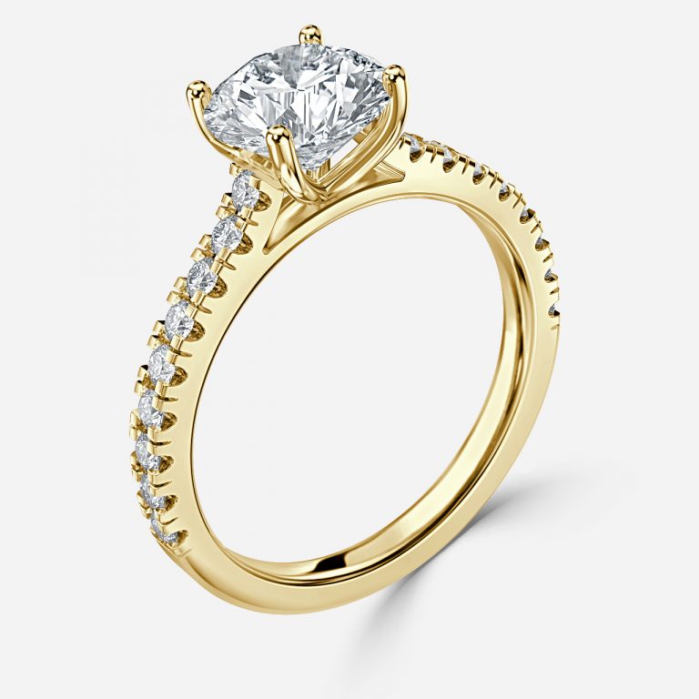 Ella Round Lab Grown Diamond Side Stone Engagement Ring