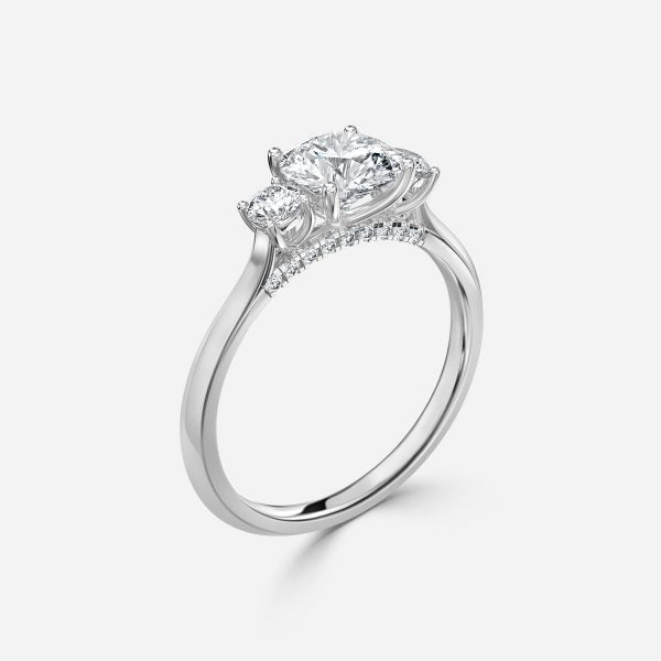 Dae Round Lab Grown Diamond Three Stone Engagement Ring