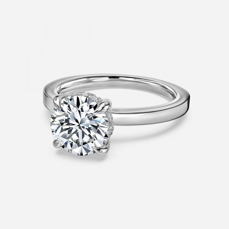 Chloe Round Lab Created Diamond Hidden Halo Engagement Ring