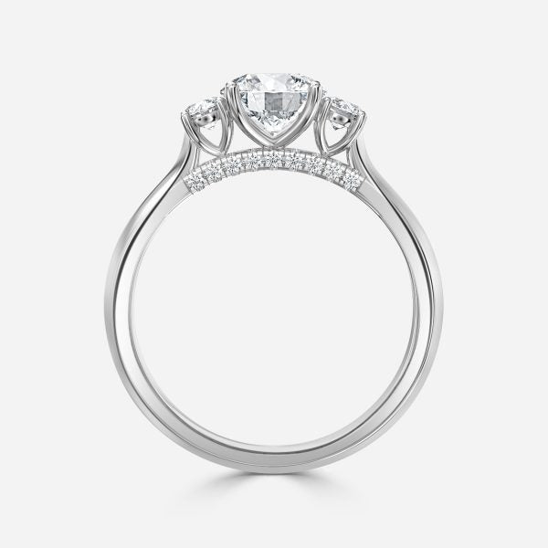 Dae Round Lab Grown Diamond Three Stone Engagement Ring