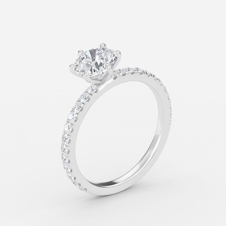 Maya Petite Round Lab Grown Diamond Side Stone Engagement Ring