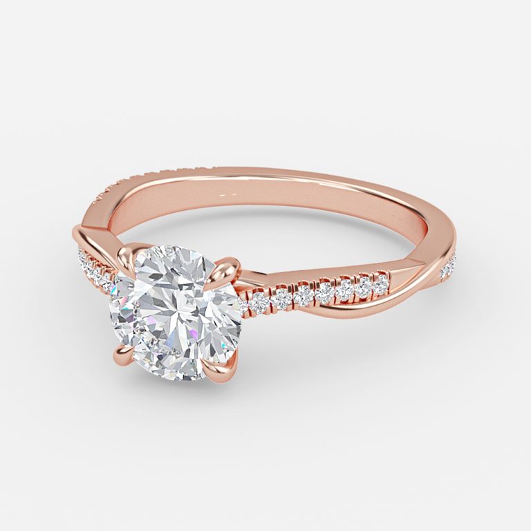 Nefereti Round Lab Grown Diamond Side Stone Engagement Ring