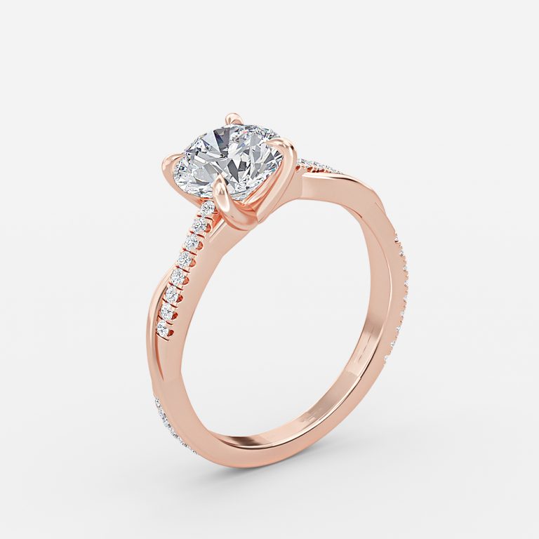 Nefereti Round Lab Grown Diamond Side Stone Engagement Ring