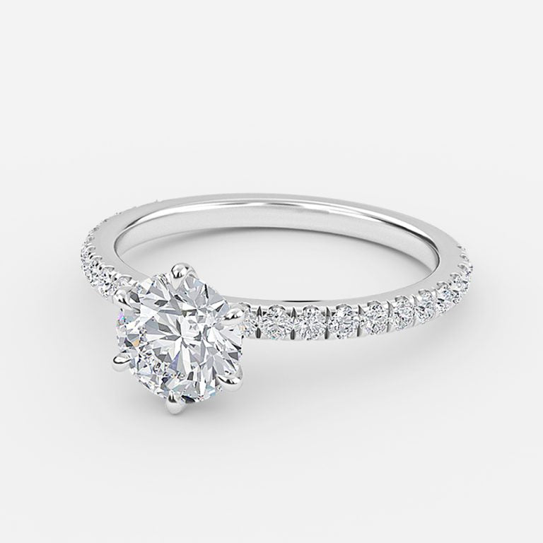 Maya Petite Round Lab Grown Diamond Side Stone Engagement Ring