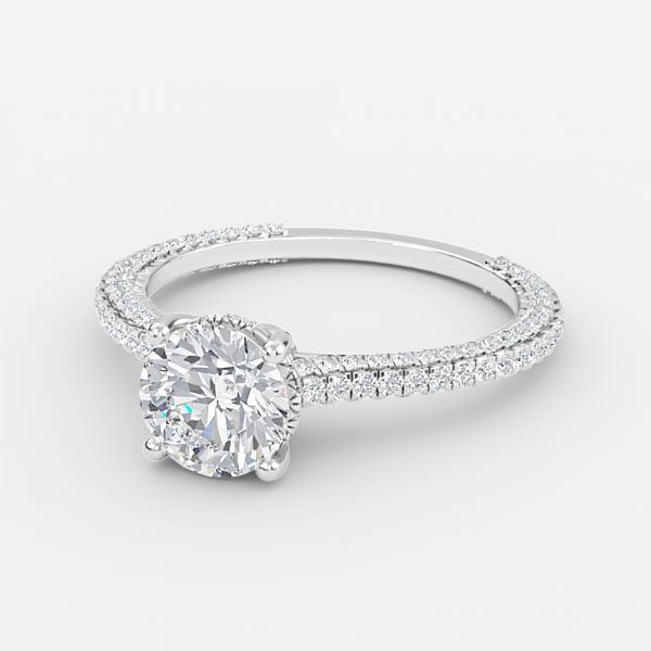 Nhẫn đính hôn kim cương Hidden Halo do Iona Round Lab tạo ra