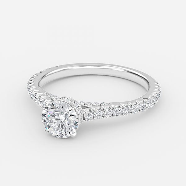 Charles Round Lab Created Diamond Hidden Halo Engagement Ring