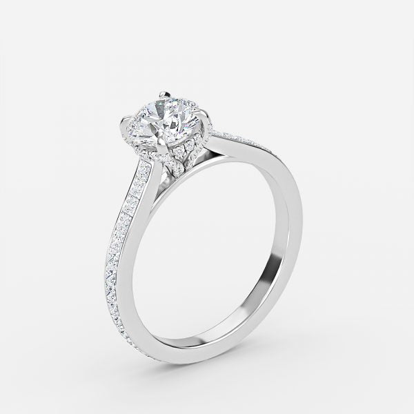 Mithrial Round Lab Grown Diamond Hidden Halo Engagement Ring