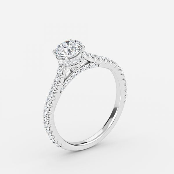 Charles Round Lab Created Diamond Hidden Halo Engagement Ring