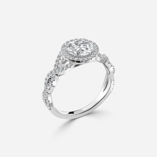 Victoria Round Lab Grown Diamond Side Stone Engagement Ring