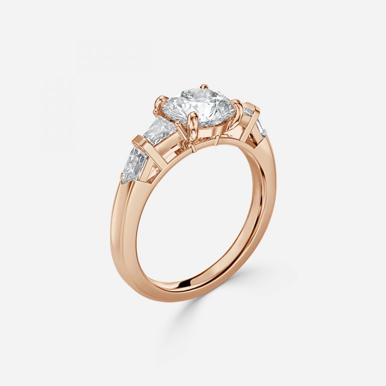 Maya Round Lab Created Diamond Three Stone Engagement Ring