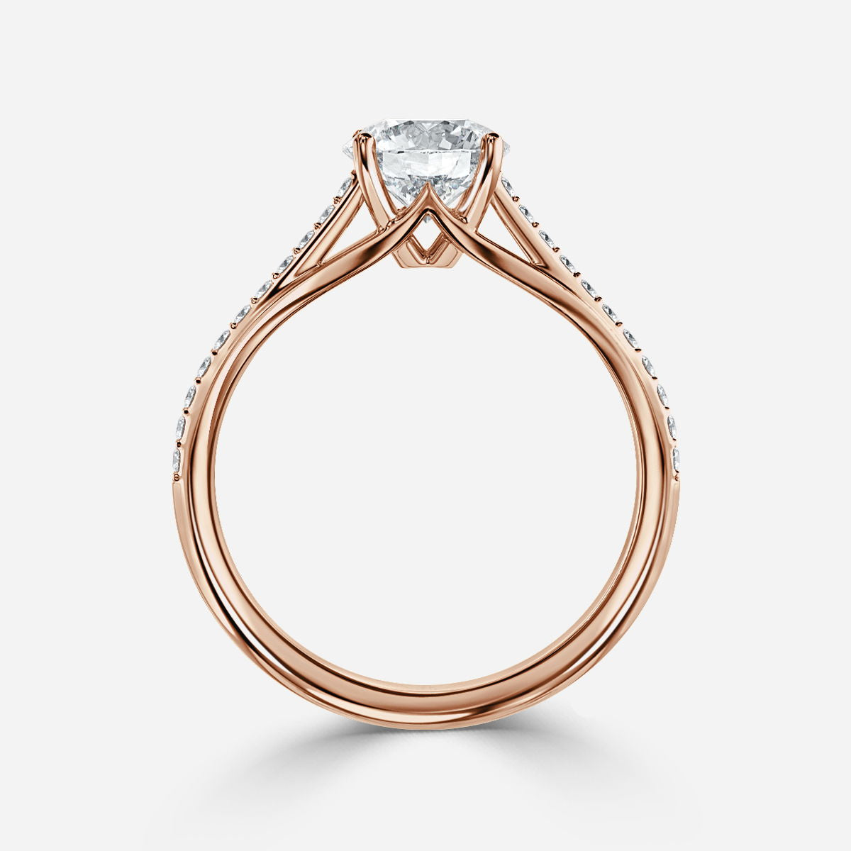 Heni Round Lab Grown Diamond Side Stone Engagement Ring