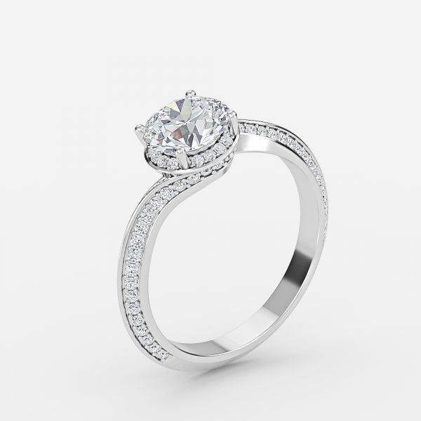 Nhẫn đính hôn kim cương nhân tạo Aria Round Hidden Halo