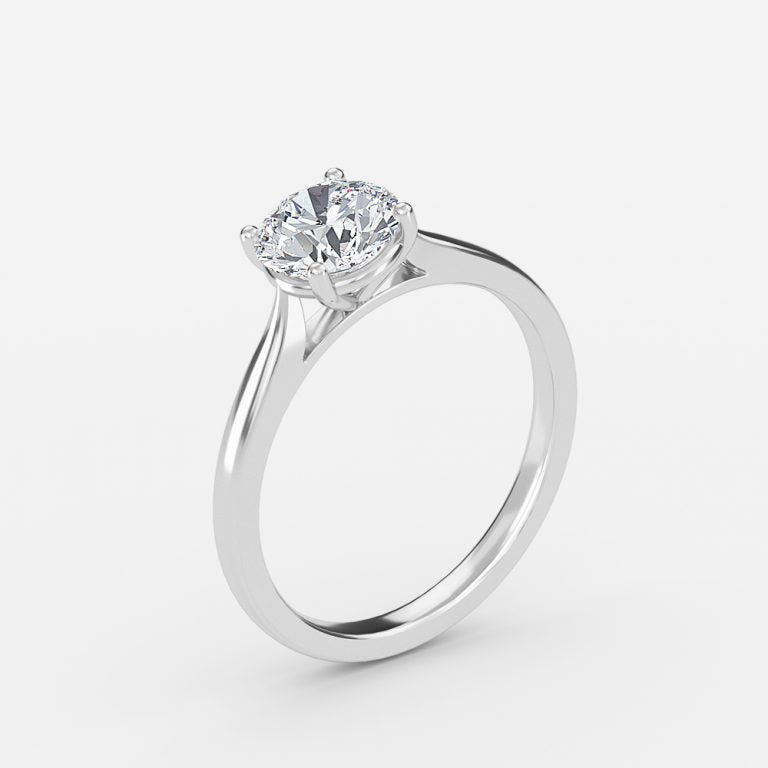 Lotus Plain Round Lab Created Diamond Solitaire Engagement Ring