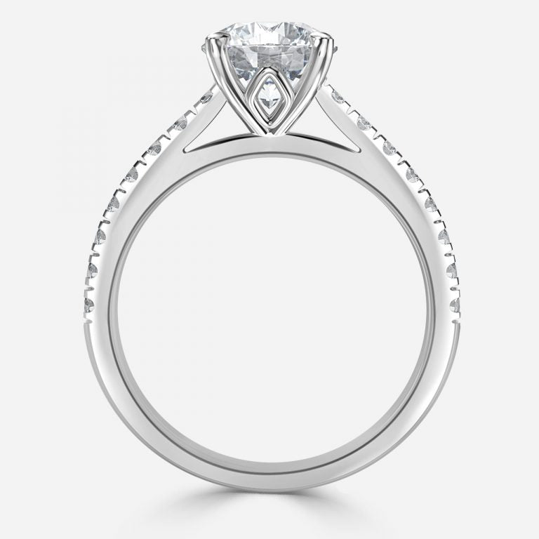 Angel Round Lab Grown Diamond Side Stone Engagement Ring