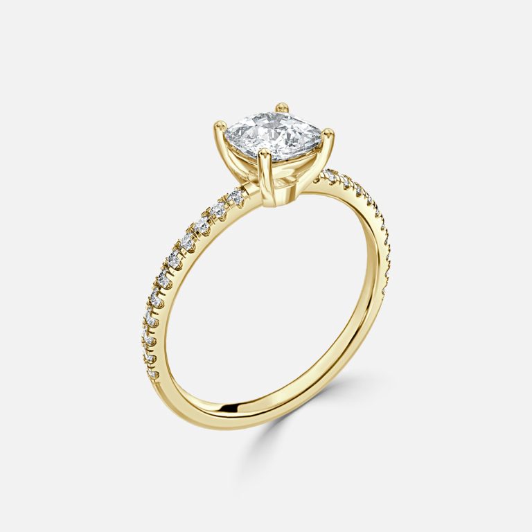 Luz De La Luna Cushion Diamond Band Engagement Ring