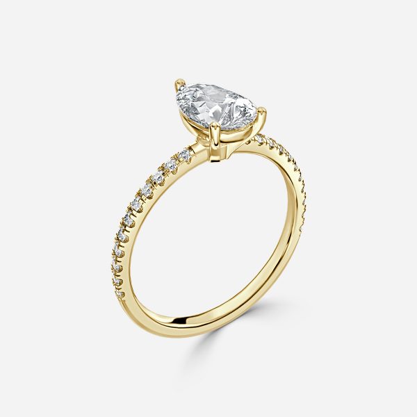 Luz De La Luna Pear Side Diamond Engagement Ring
