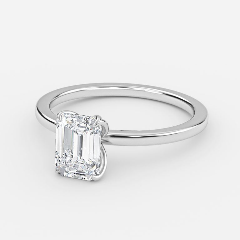 Nhẫn đính hôn kim cương nhân tạo Kolm Emerald Solitaire