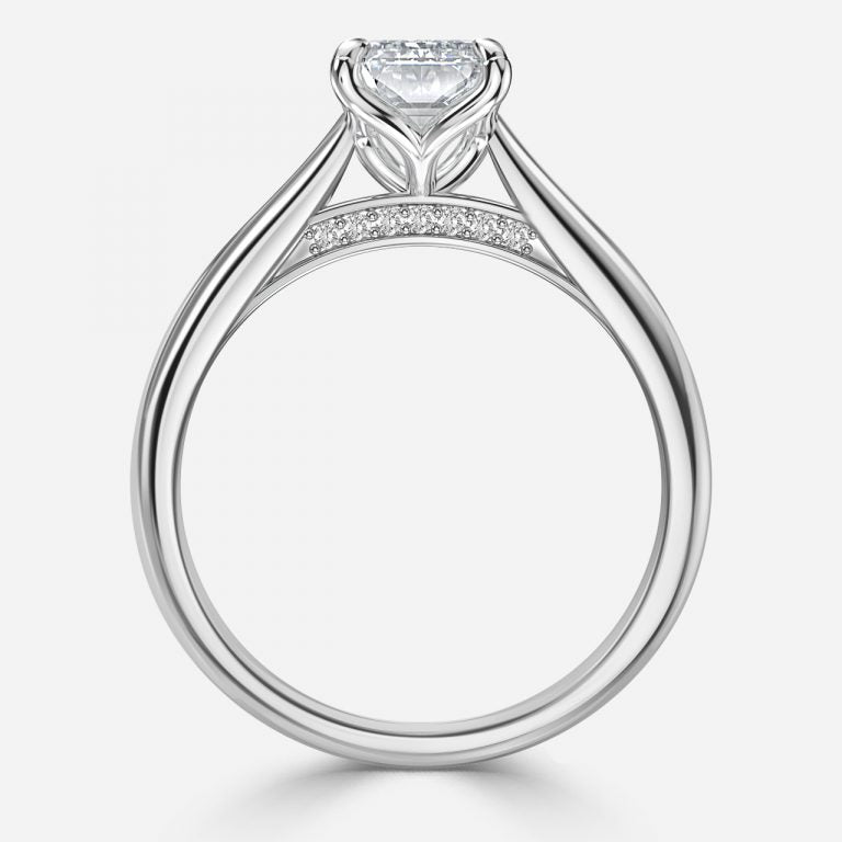 Nhẫn đính hôn kim cương nuôi cấy Kensley Emerald Hidden Halo