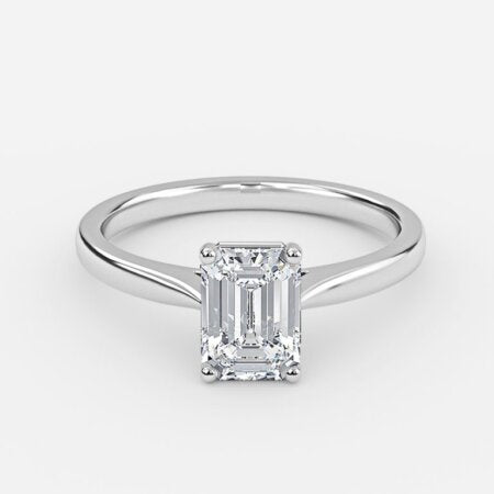 Lotus-Plain-Emerald-Solitaire-Lab-Created-Diamond-Engagement-Ring