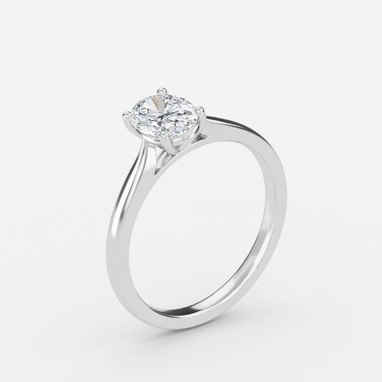 Lotus Plain Oval Solitaire Lab Grown Diamond Engagement Ring