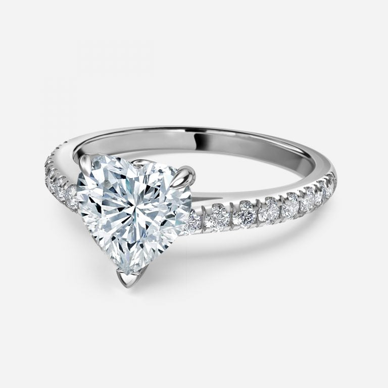 Angel Heart Side Diamond Engagement Ring
